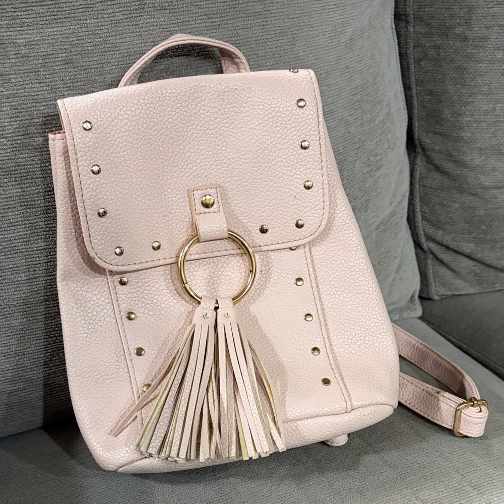 Justice Light Pink Backpack with Gold Accents